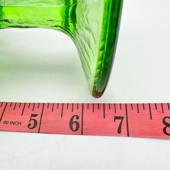 Vintage FTD 1975 Vintage Green Glass Leaf Motif Pedestal Vase - Picture 5 of 6